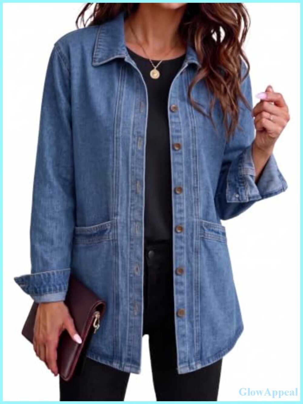 Dokotoo Womens Denim Jacket Oversized Button Down Shirt Jacket Cotton Blend
